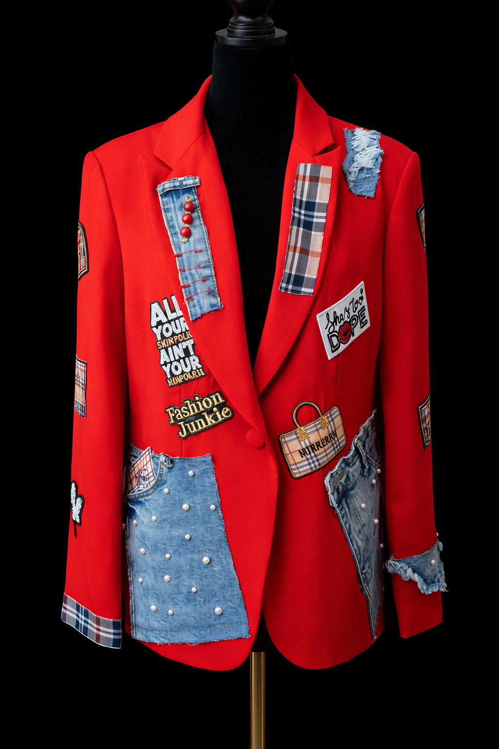 Luxury Plaid-Inspired Statement Blazer