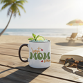11 oz.Retro "Best Mom Ever" Accent Mug | Wavy Groovy Mama Coffee Cup | Sage Green & Tan Aesthetic Mother’s Day Gift