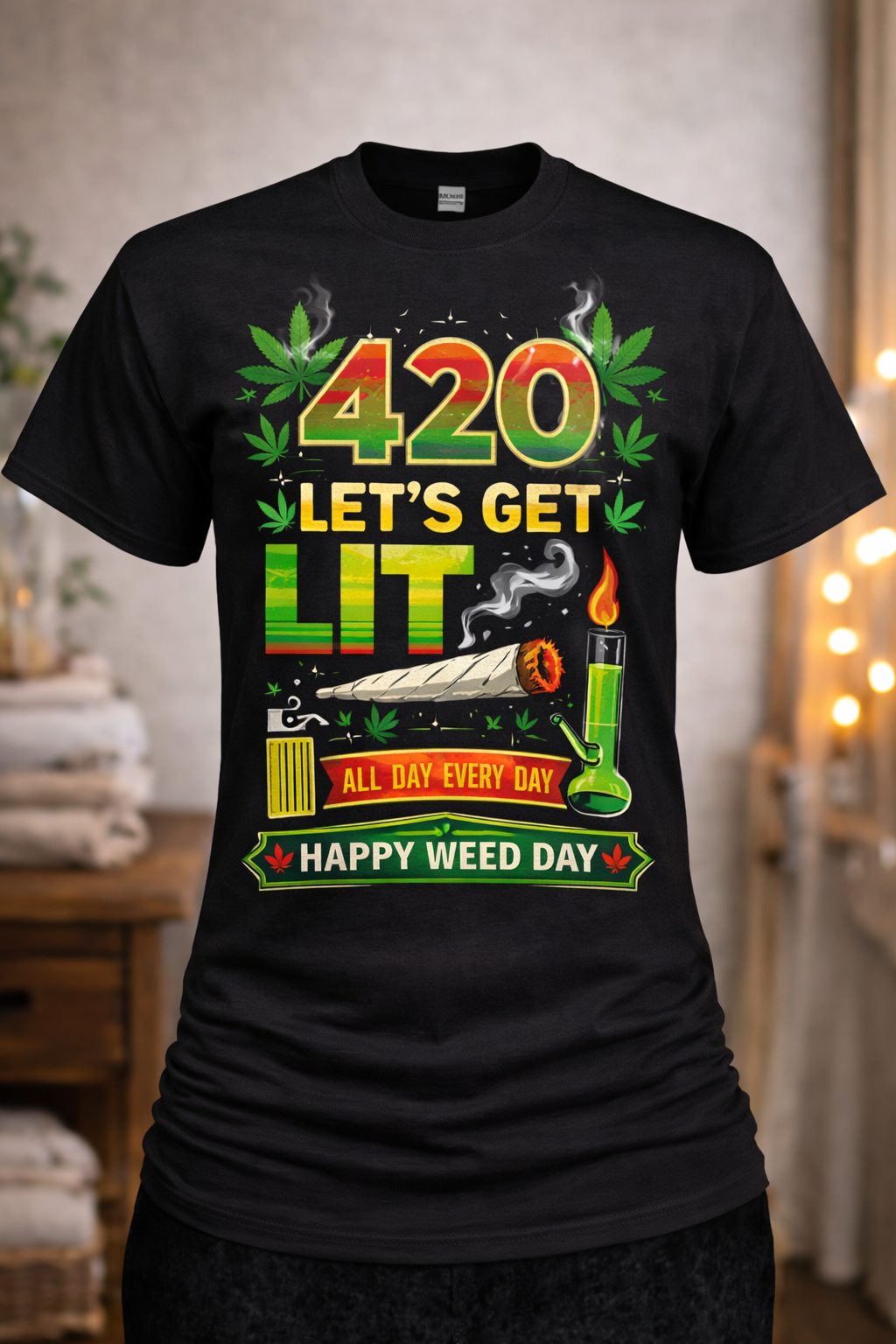 420 Let's get lit custom graphic t-shirts