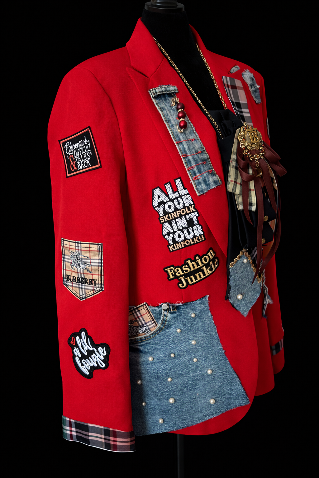 Luxury Plaid-Inspired Statement Blazer